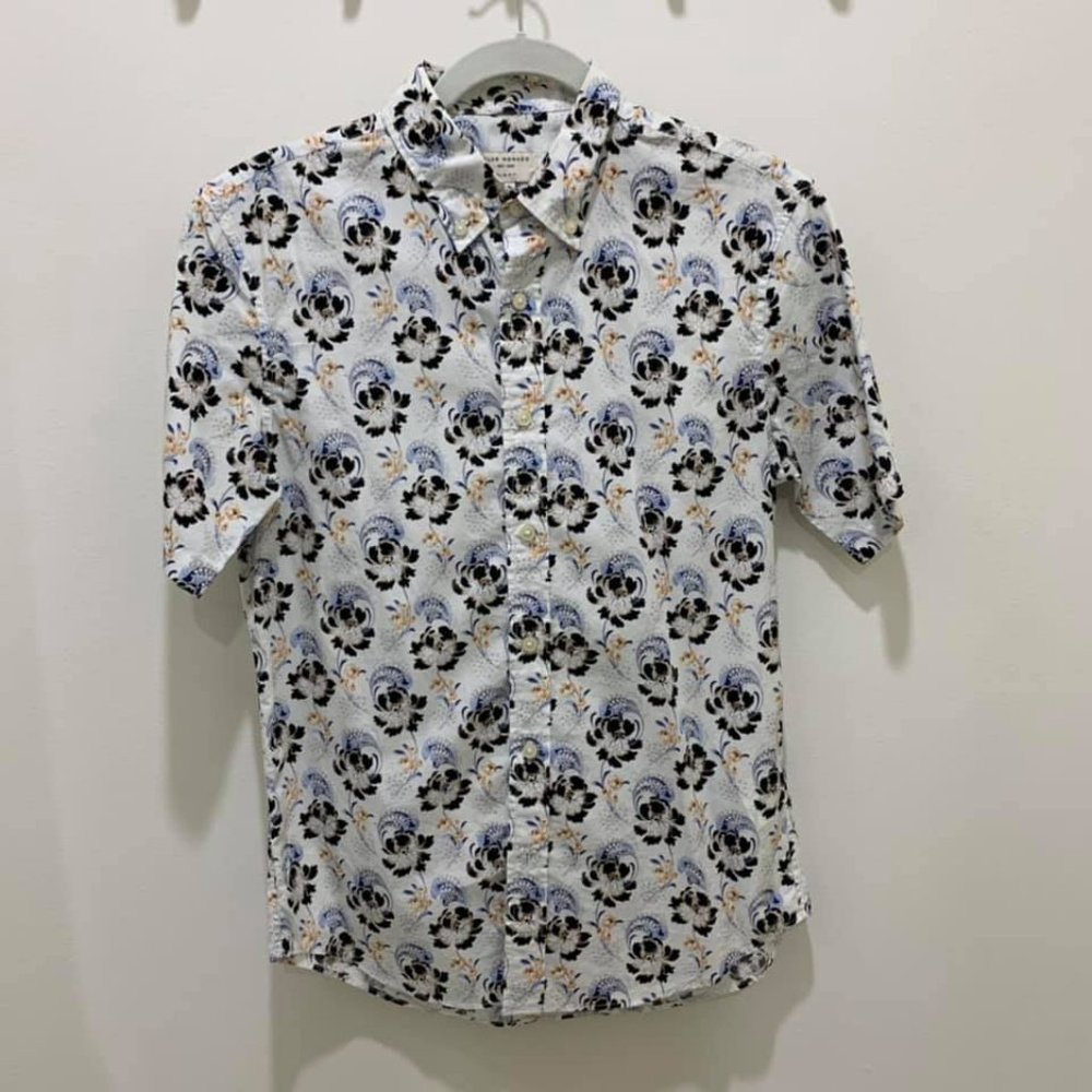 Peony print casual Button Down